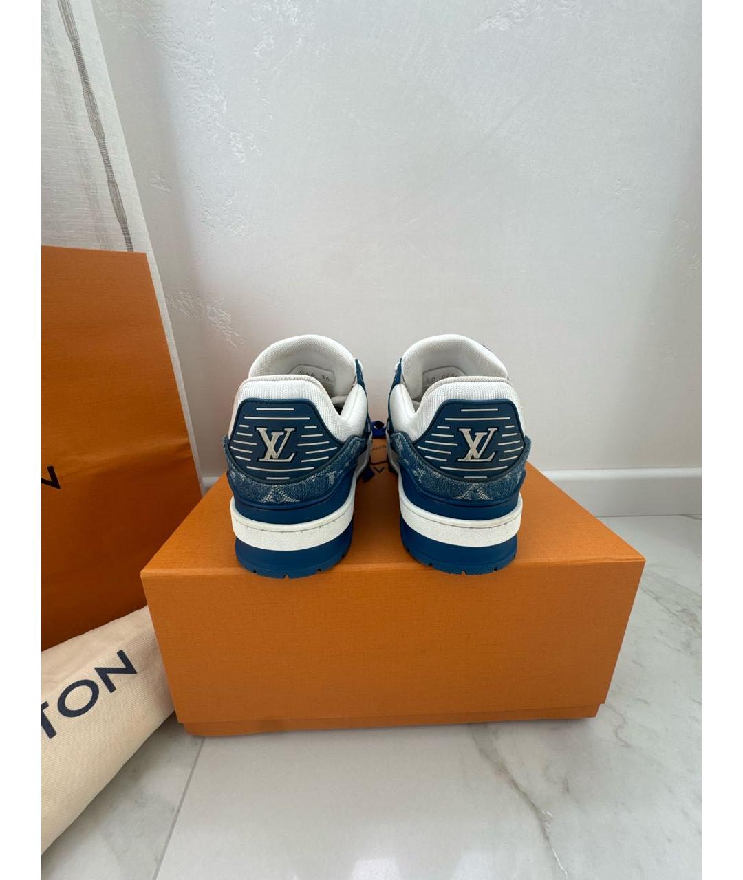 LOUIS VUITTON Синие кожаные кеды, фото 4