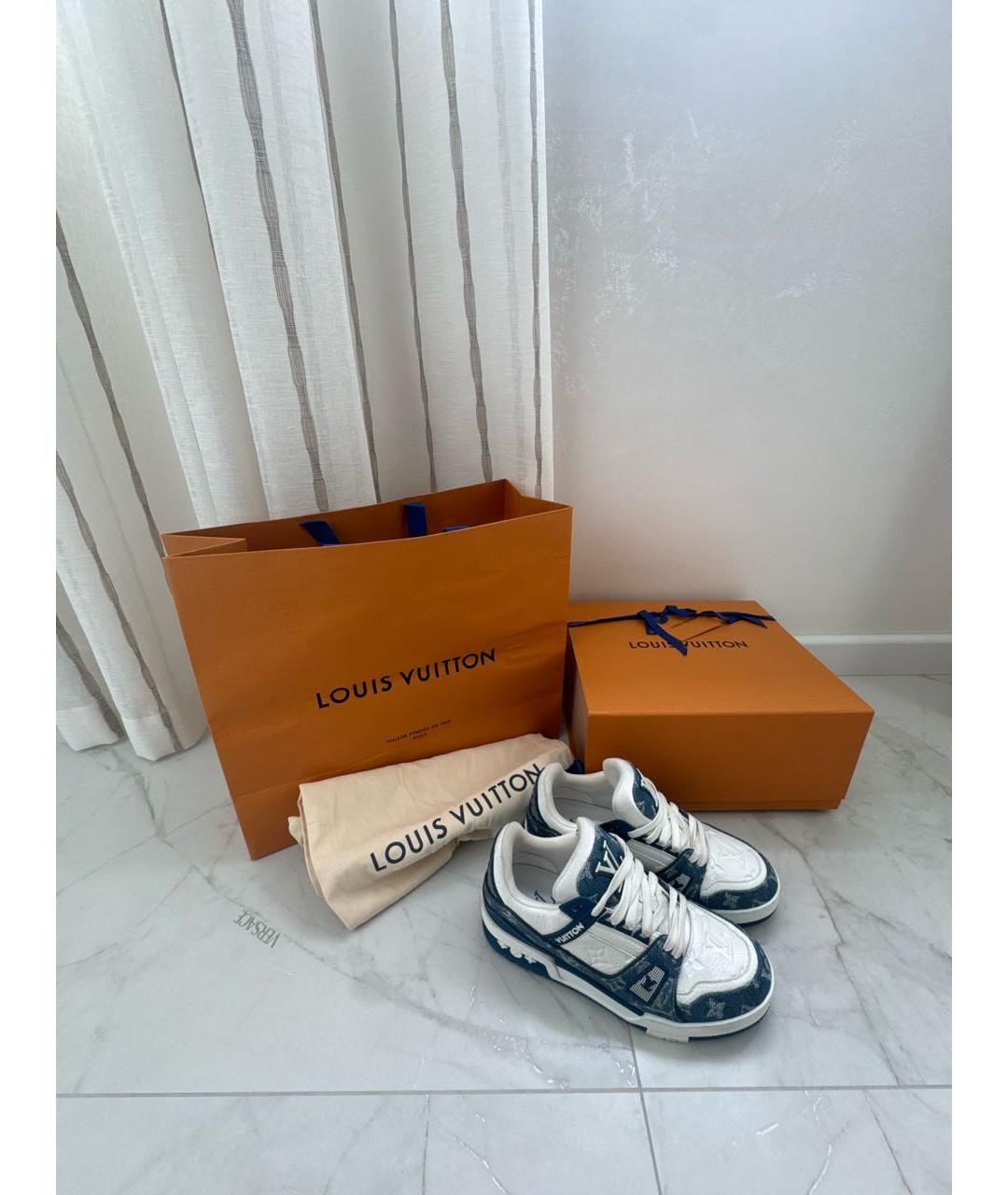 LOUIS VUITTON Синие кожаные кеды, фото 5