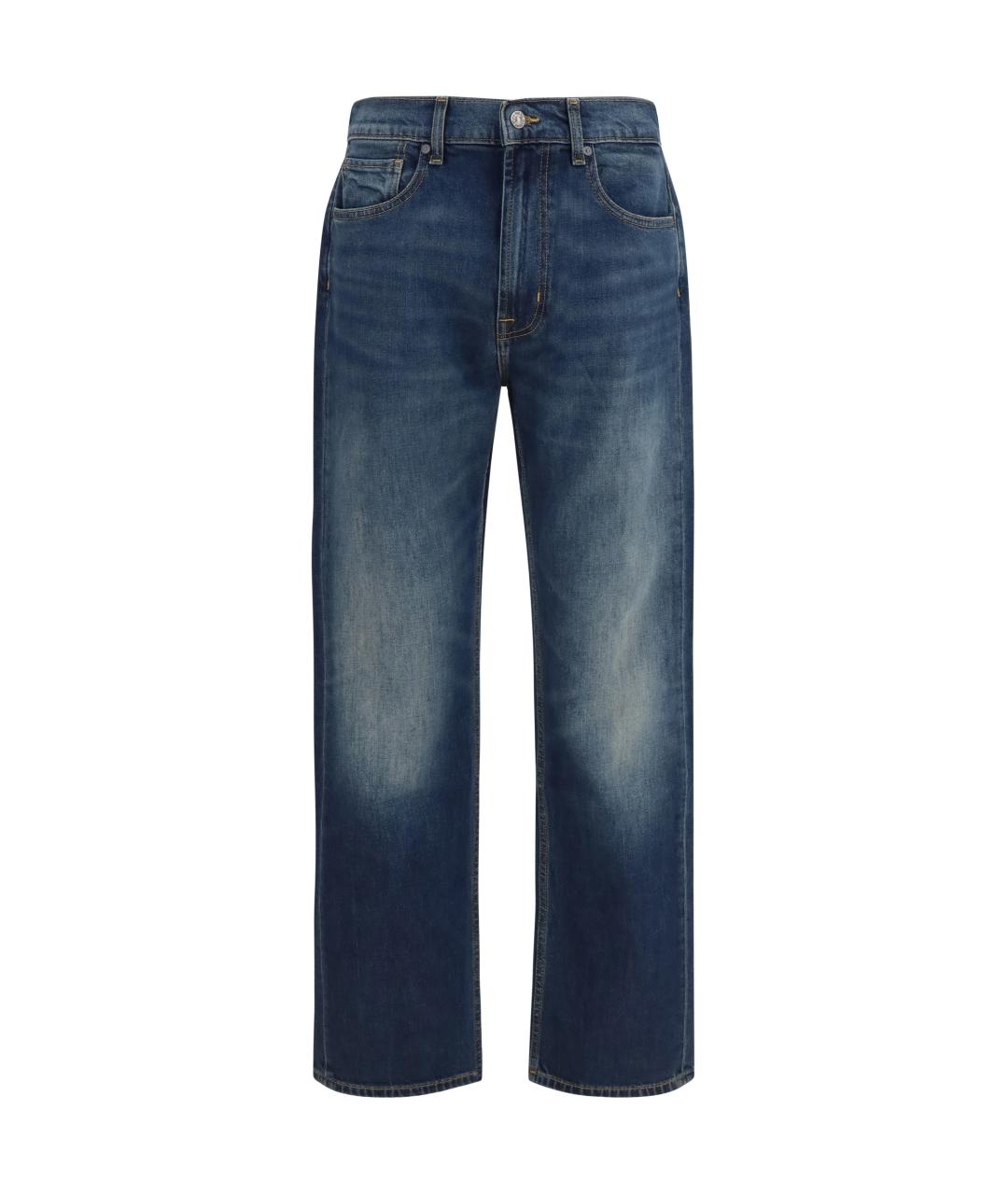 7 FOR ALL MANKIND Синие хлопковые прямые джинсы, фото 1