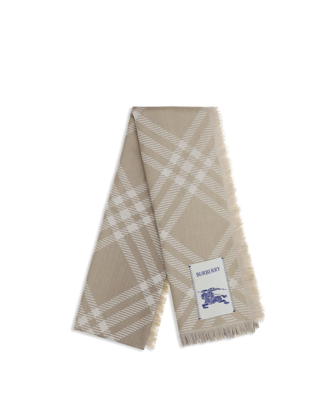 BURBERRY Бежевый шерстяной шарф, фото 2
