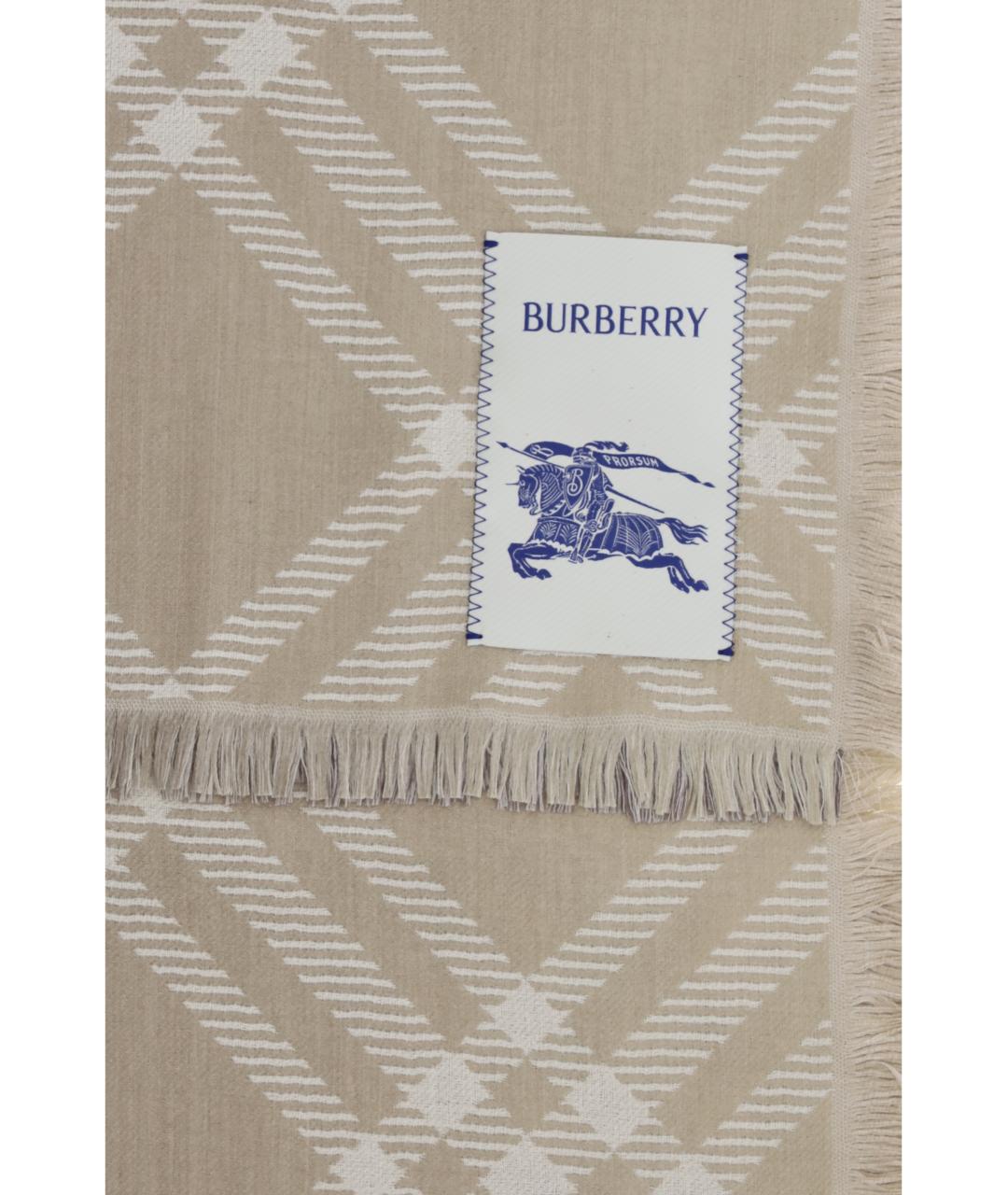 BURBERRY Бежевый шерстяной шарф, фото 3