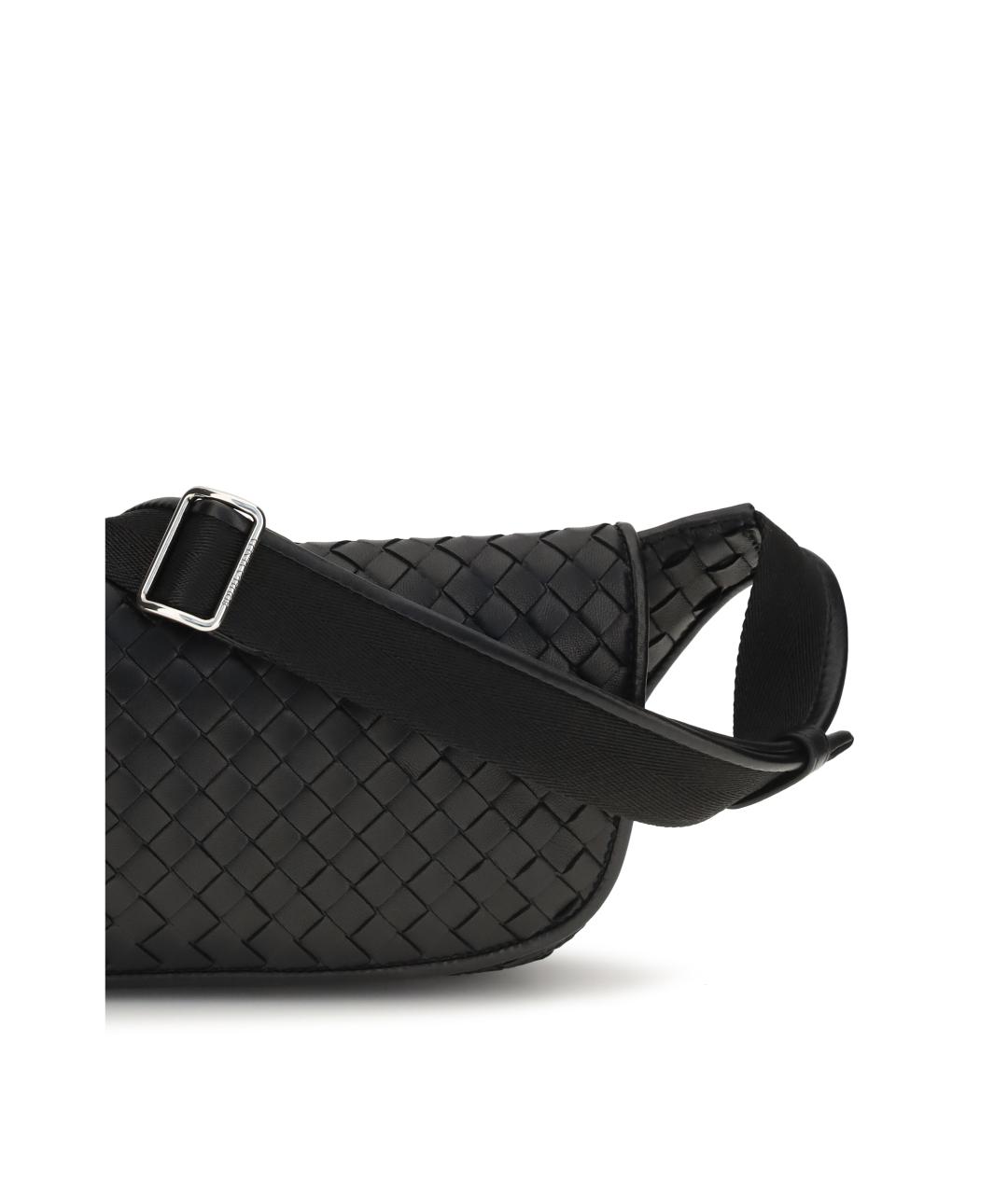 BOTTEGA VENETA Черная кожаная поясная сумка, фото 4