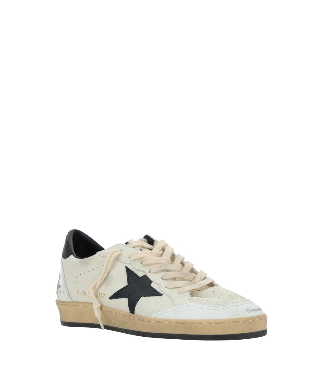 GOLDEN GOOSE Белые кожаные низкие кроссовки / кеды, фото 2