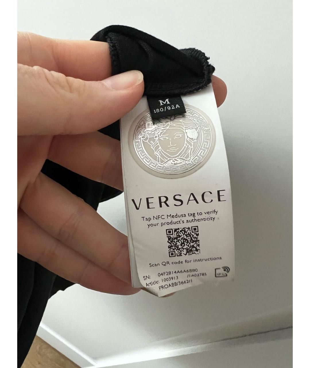 VERSACE Черная хлопковая футболка, фото 4