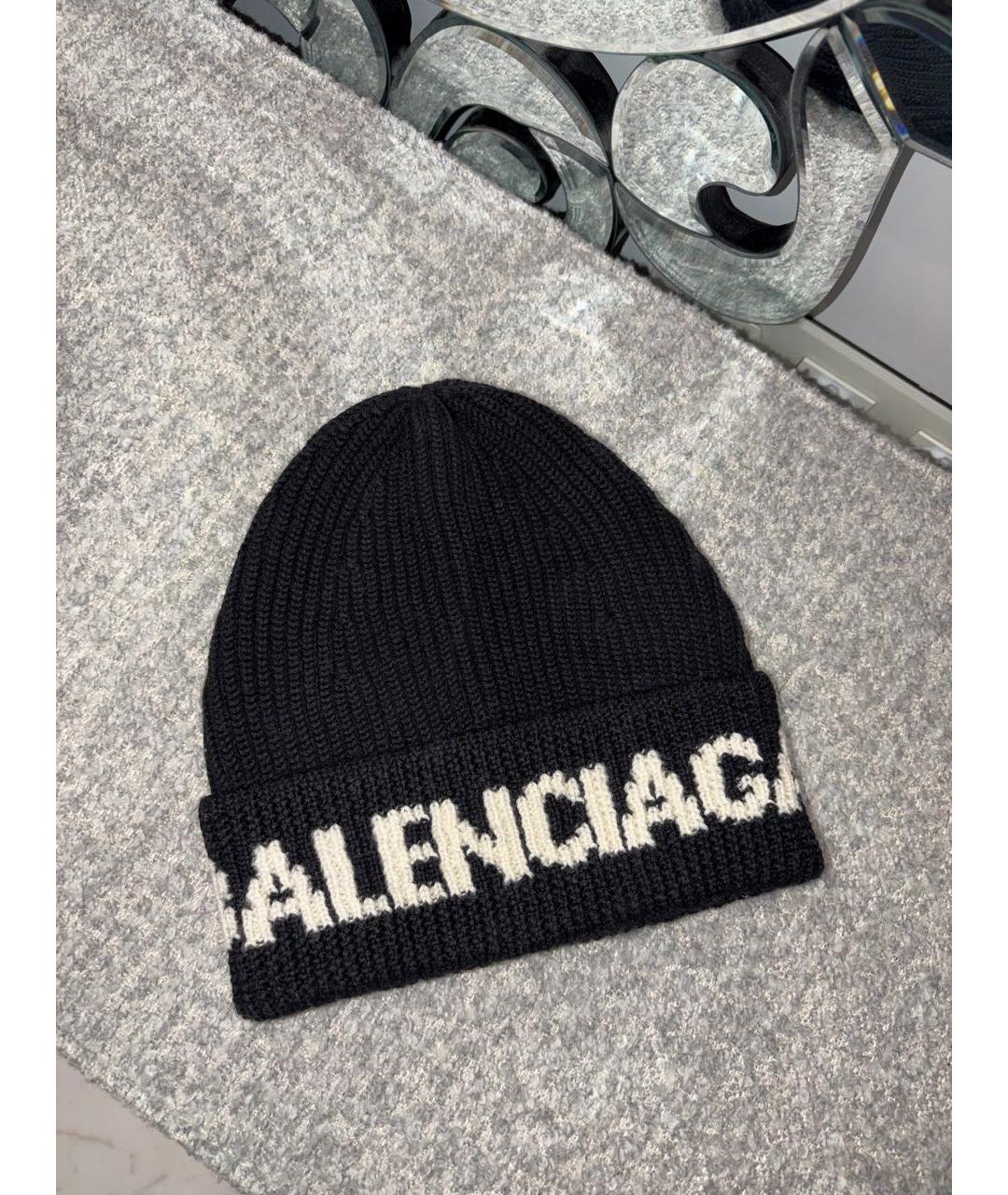 BALENCIAGA Черная шерстяная шапка, фото 1