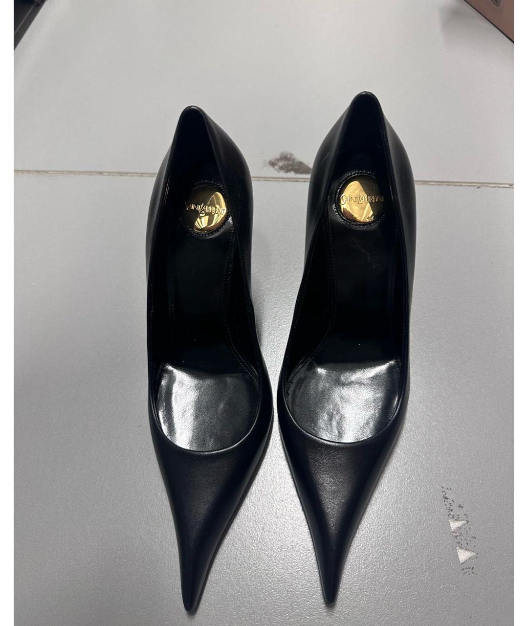 SAINT LAURENT Черные кожаные туфли, фото 2