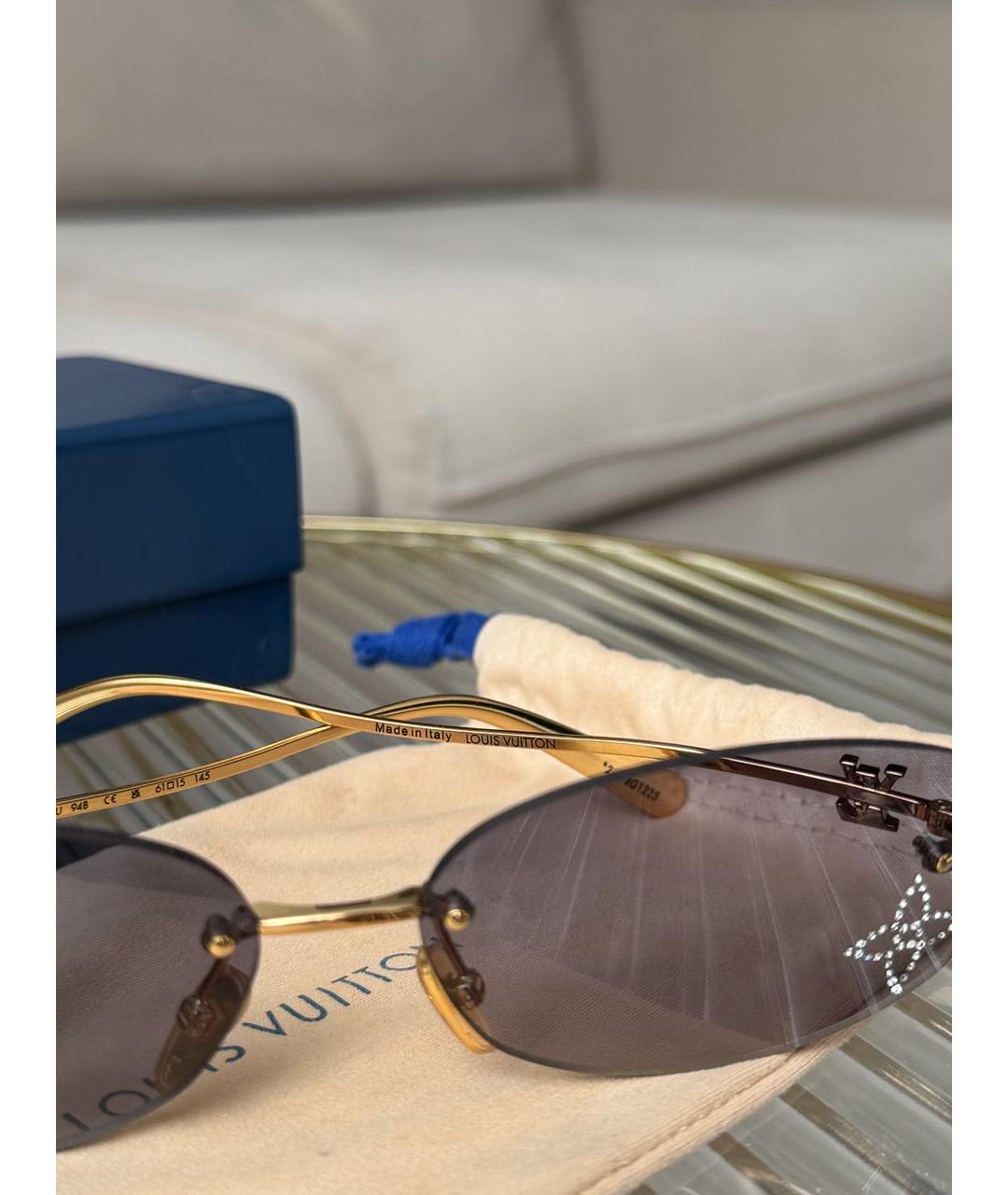 LOUIS VUITTON Черные металлические солнцезащитные очки, фото 2
