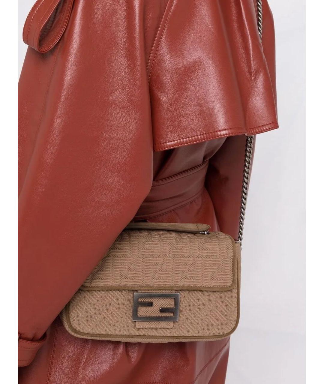 FENDI Бежевая жаккардовая сумка через плечо, фото 2