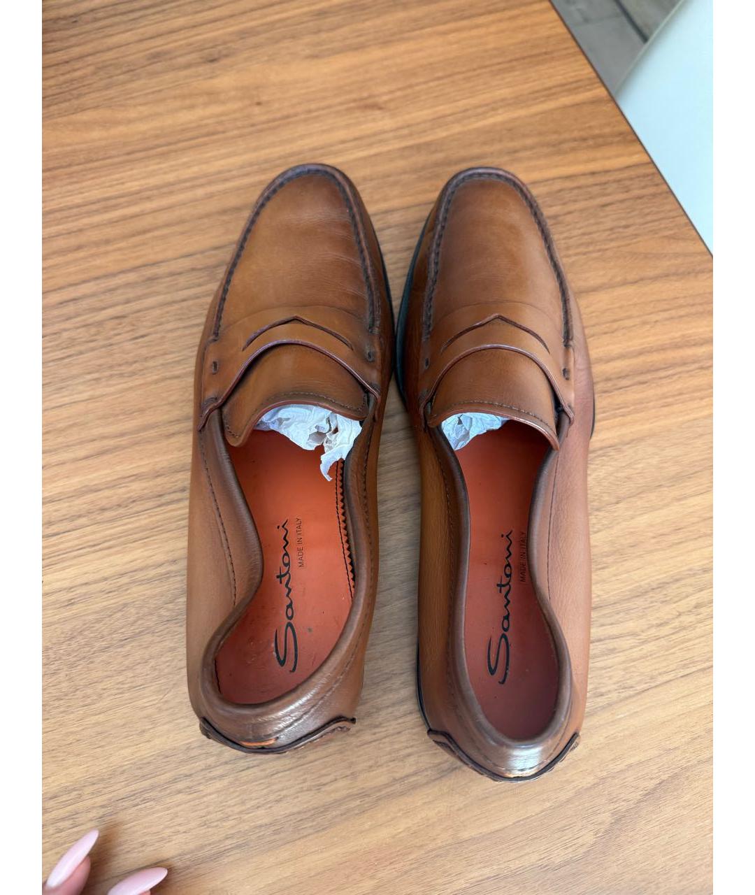SANTONI Коричневые кожаные лоферы, фото 3