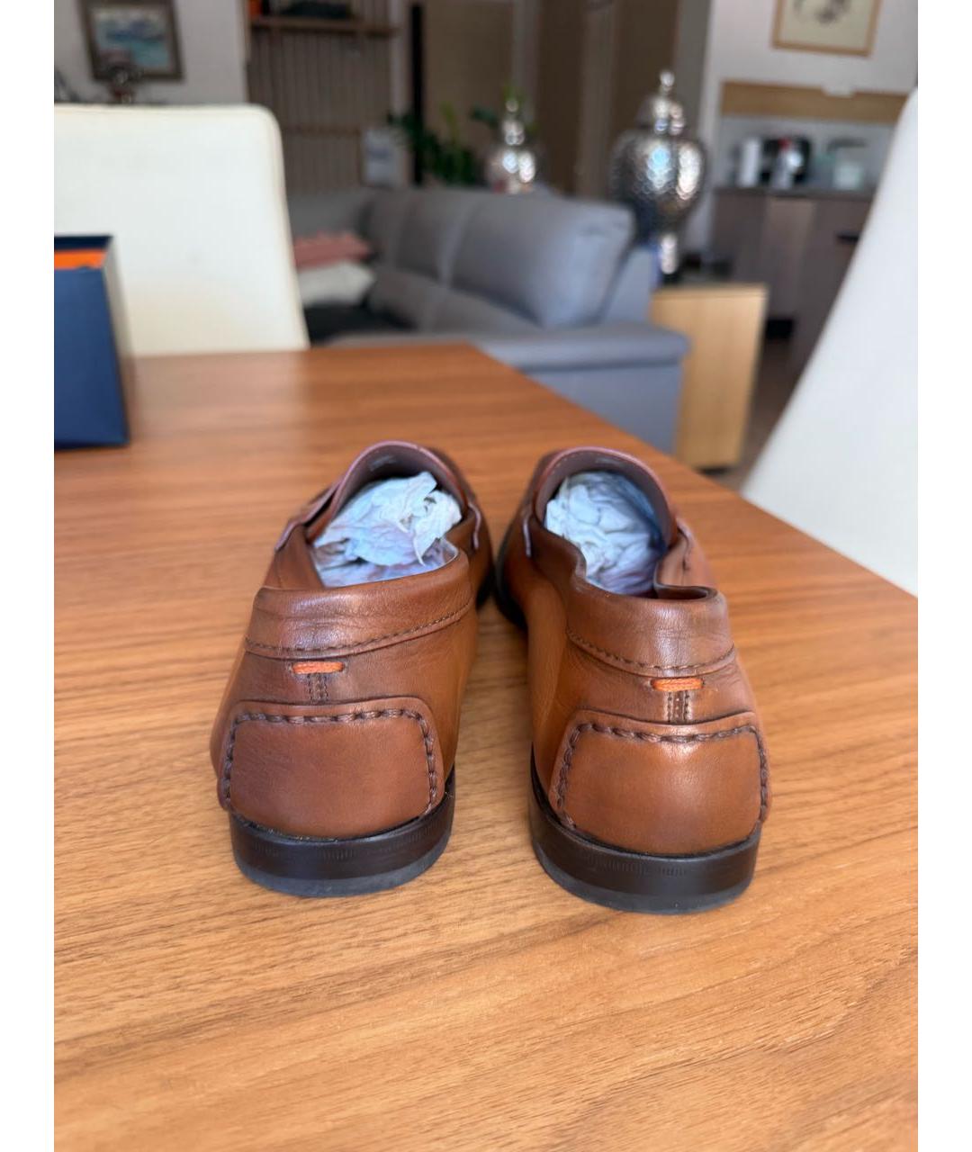 SANTONI Коричневые кожаные лоферы, фото 8