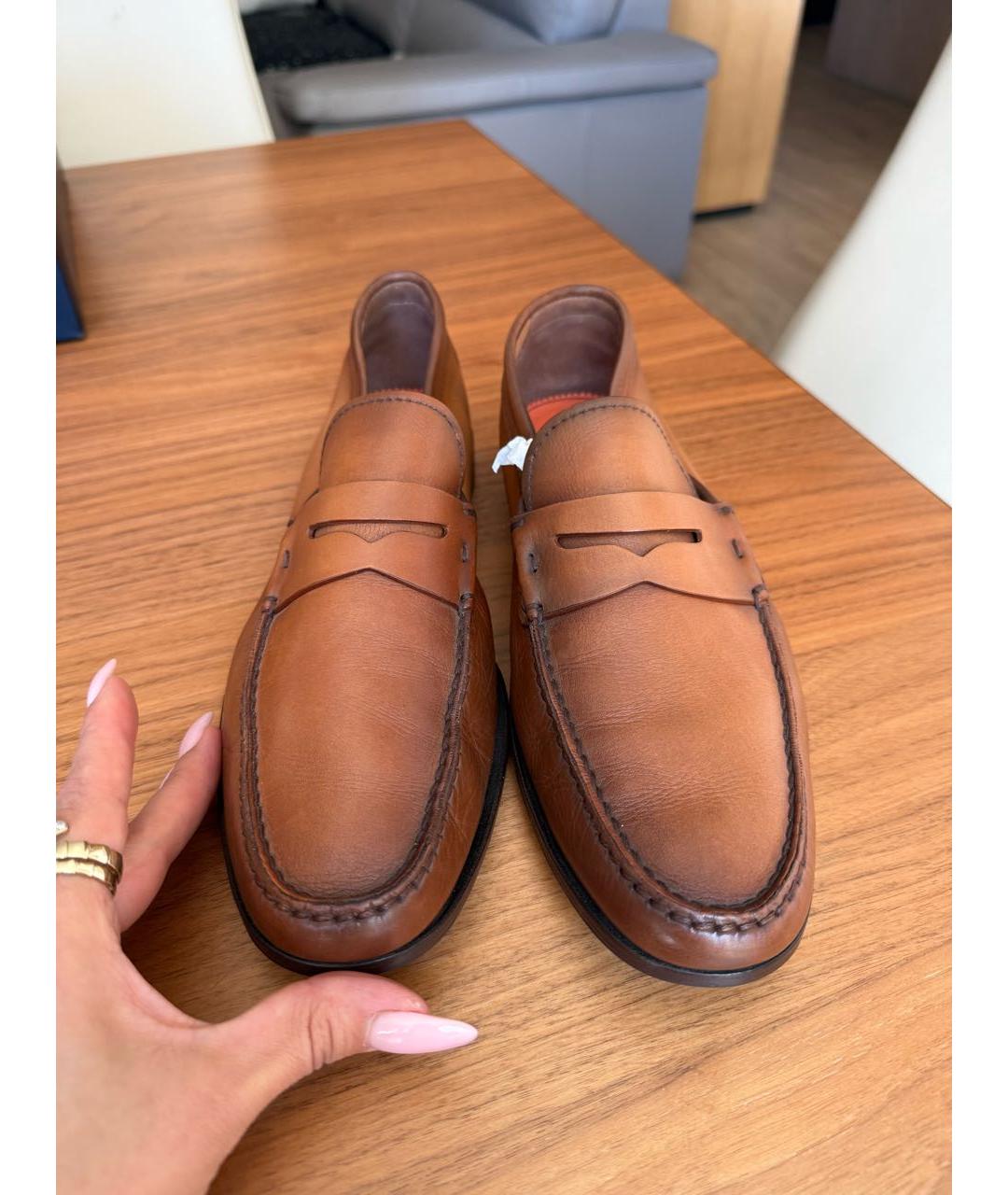 SANTONI Коричневые кожаные лоферы, фото 2