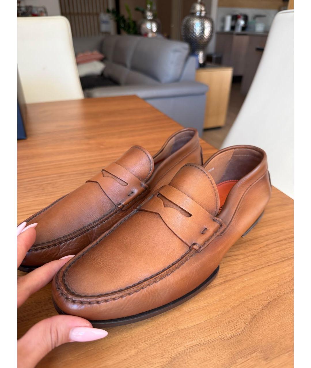SANTONI Коричневые кожаные лоферы, фото 7