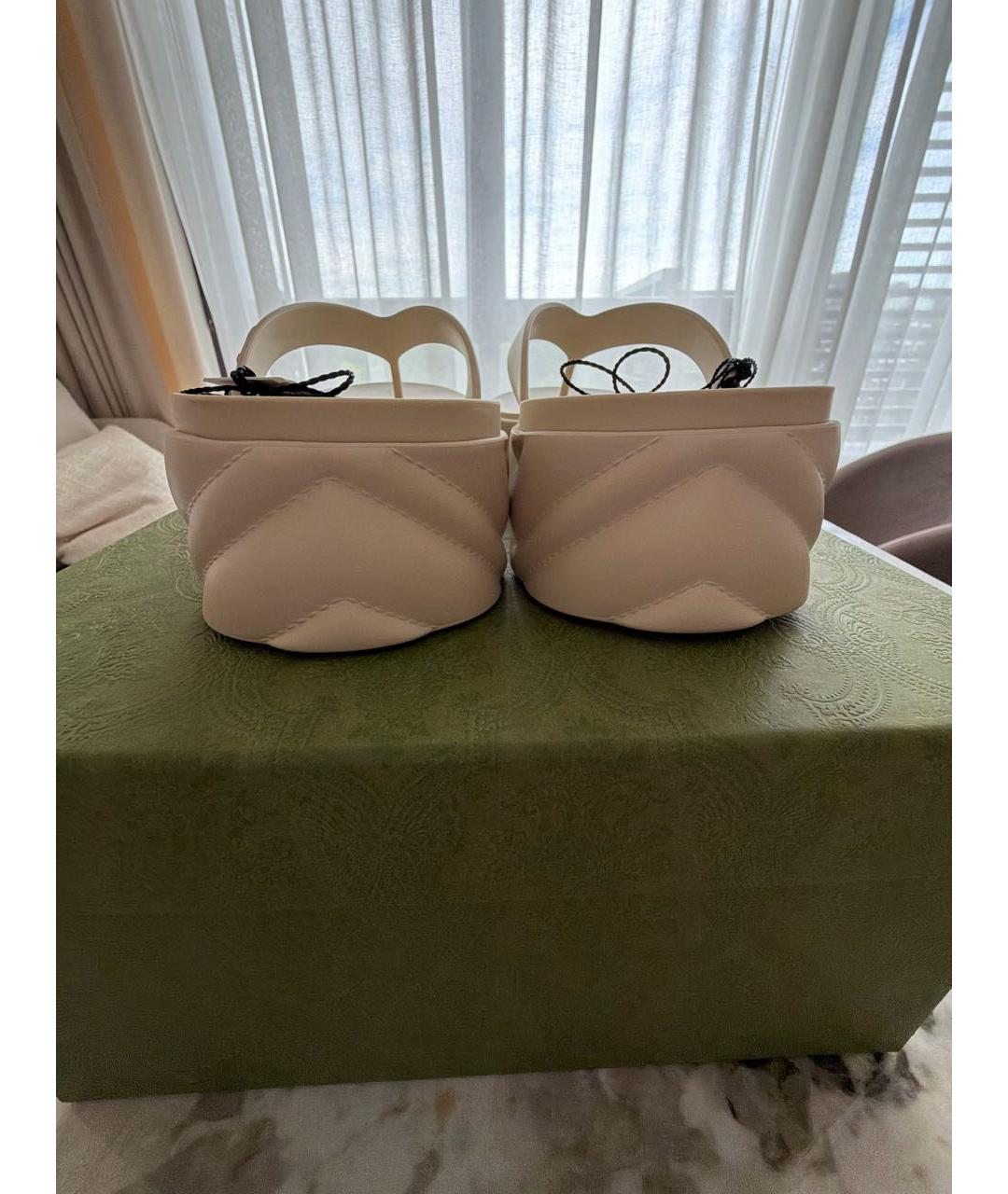 GUCCI Бежевые резиновые сабо, фото 4