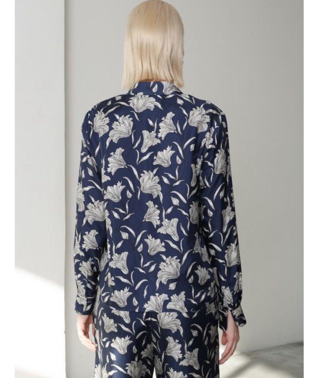 WEEKEND MAX MARA Темно-синяя шелковая блузы, фото 2