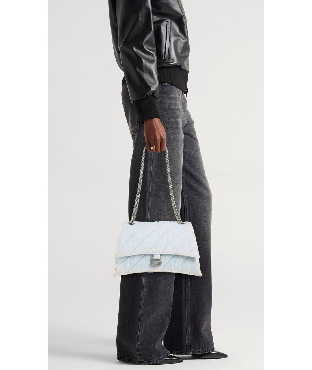 BALENCIAGA Голубая тканевая сумка через плечо, фото 2