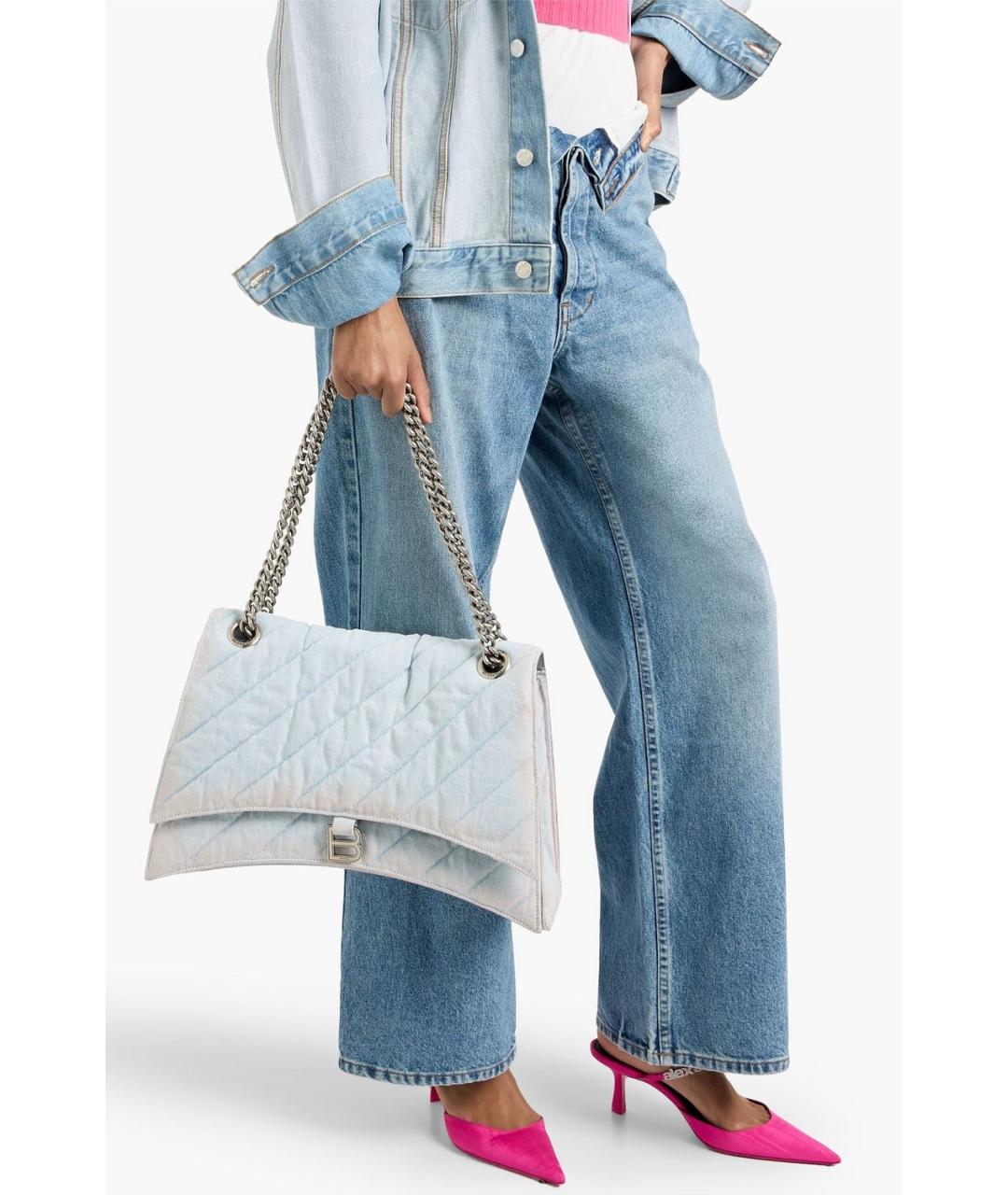 BALENCIAGA Голубая тканевая сумка через плечо, фото 3