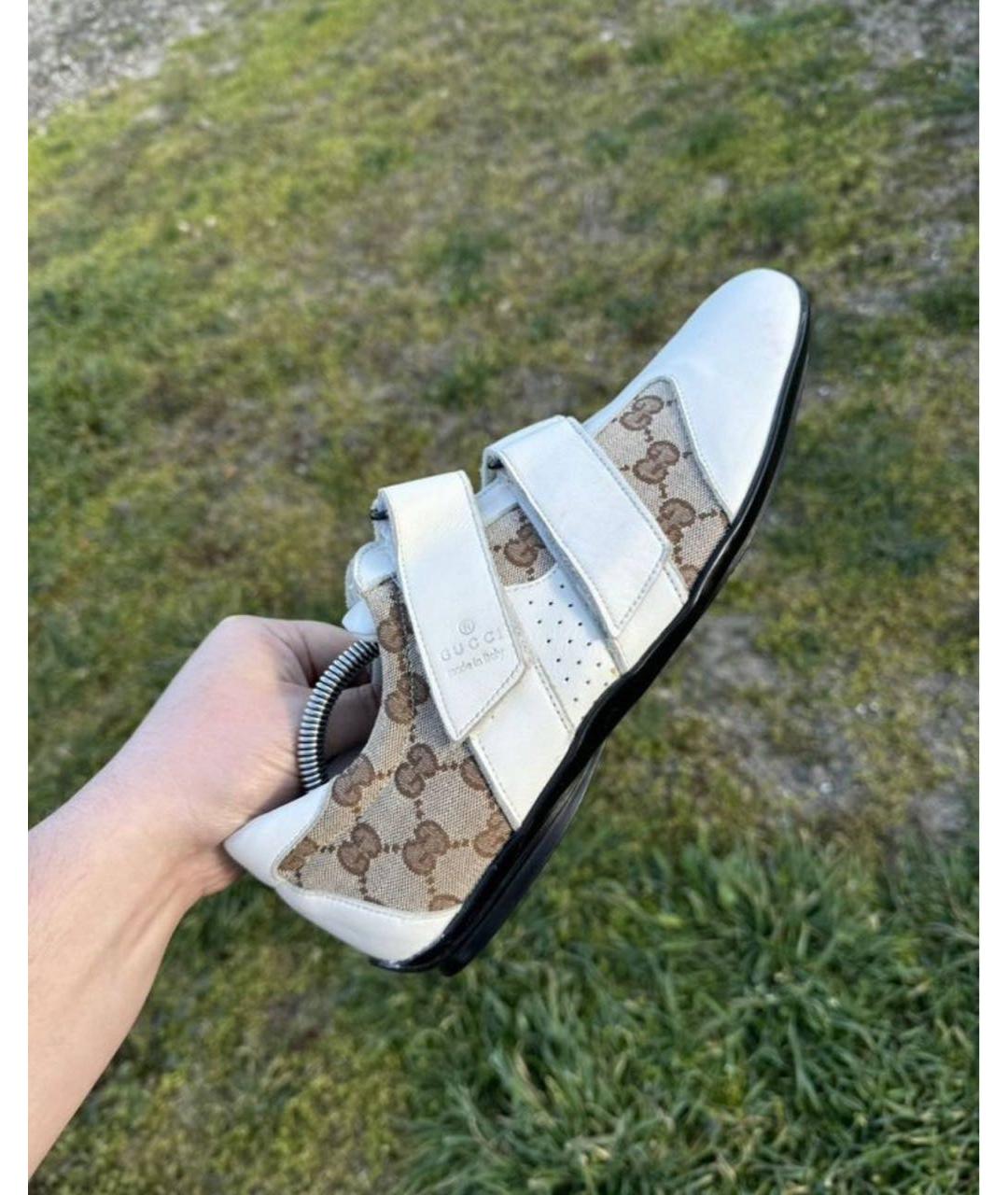 GUCCI Бежевые кожаные кеды, фото 2