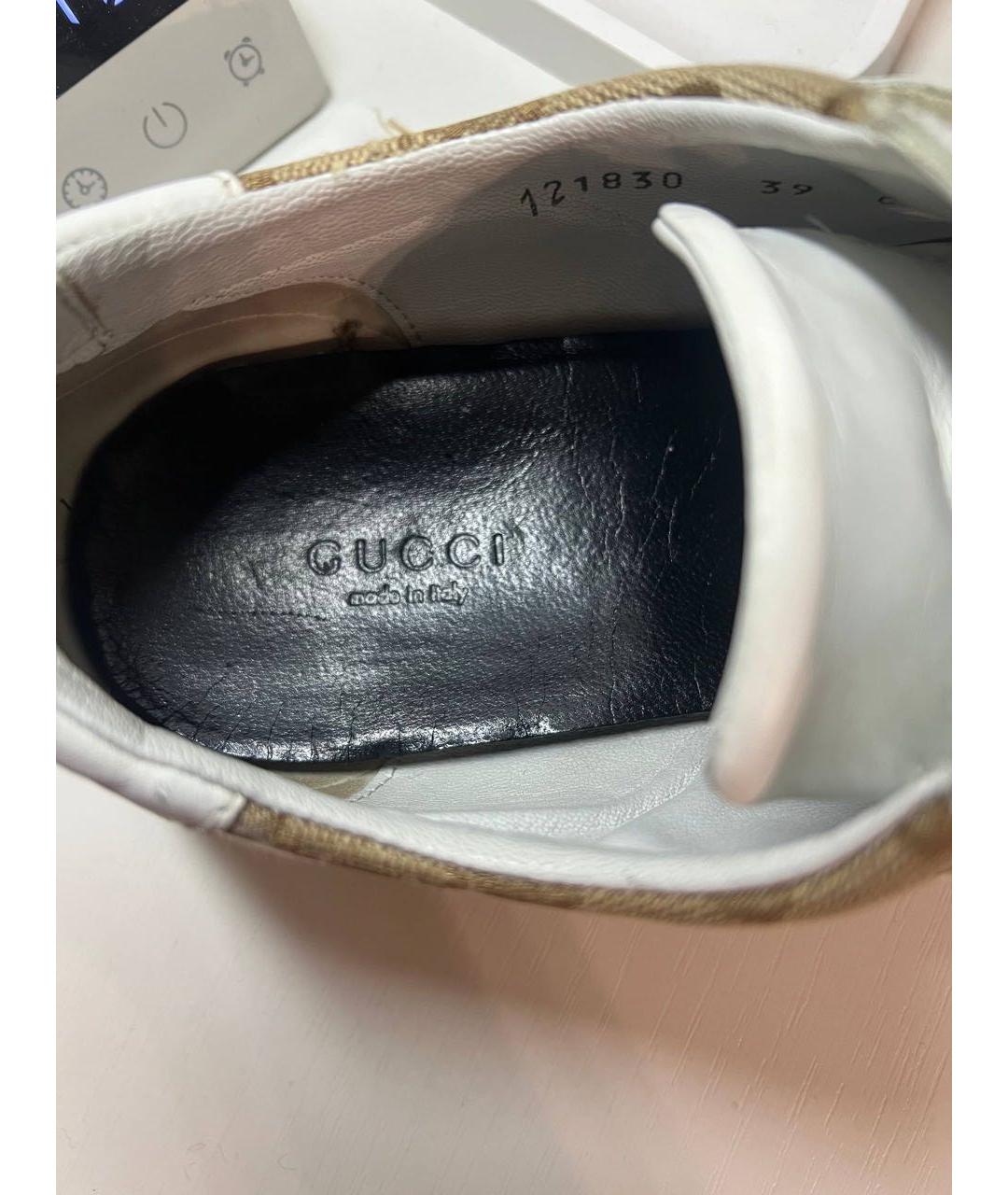 GUCCI Бежевые кожаные кеды, фото 7