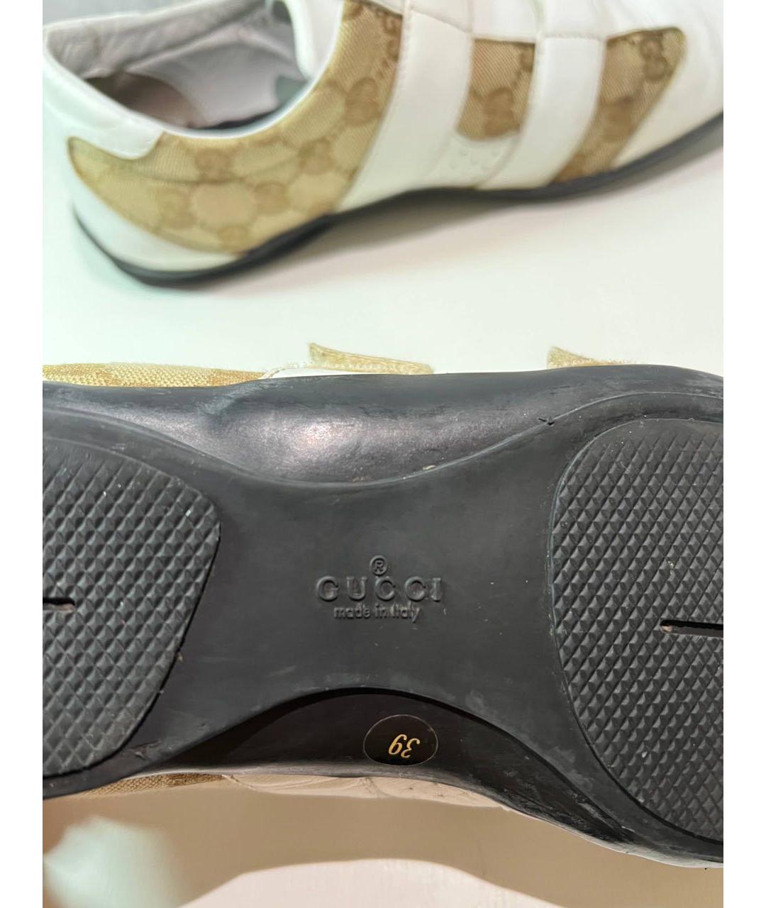 GUCCI Бежевые кожаные кеды, фото 6