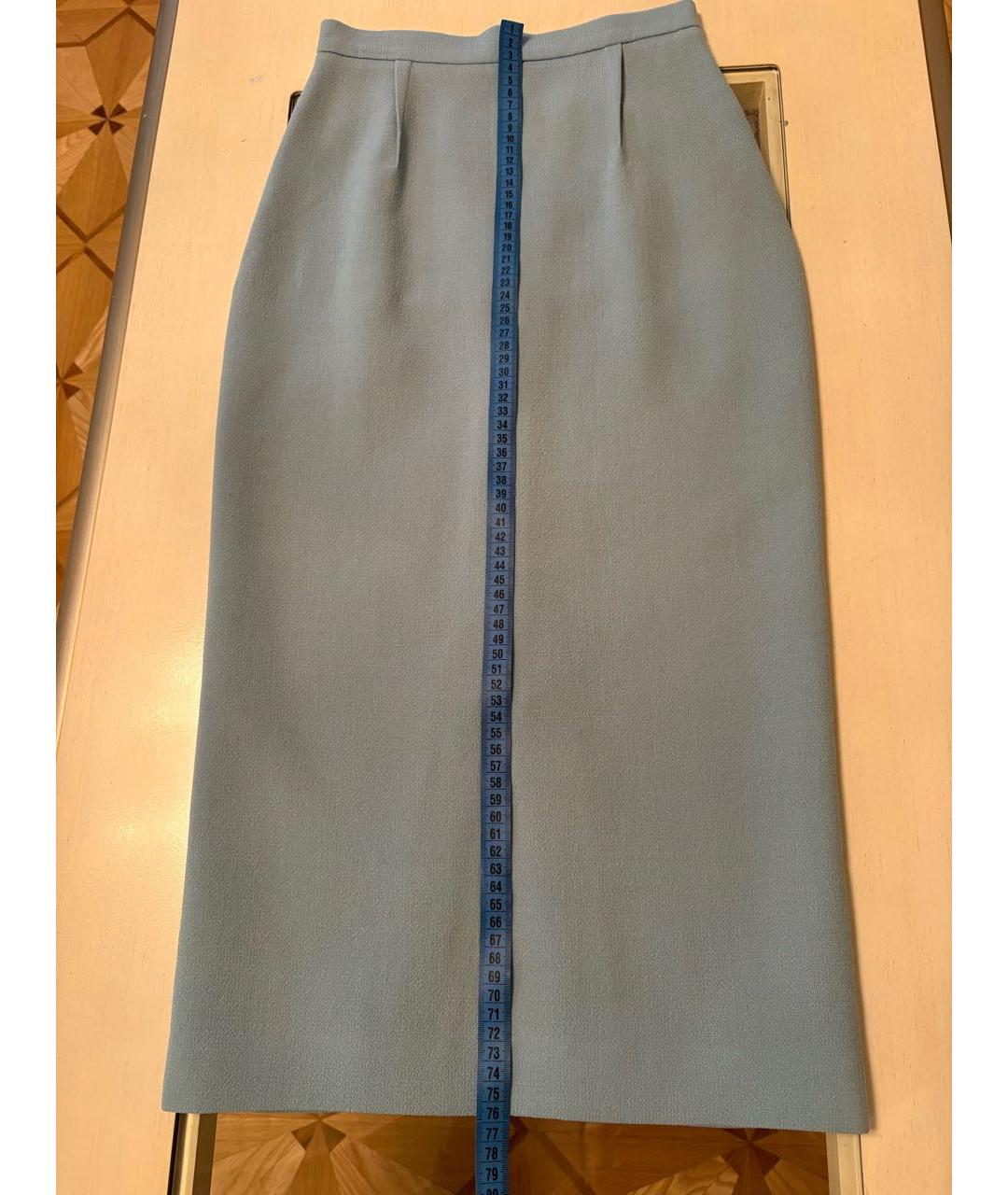 ROLAND MOURET Голубая шерстяная юбка макси, фото 5