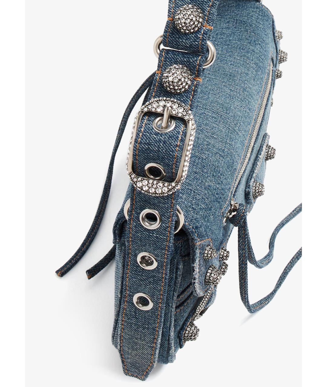 BALENCIAGA Голубая тканевая сумка через плечо, фото 3
