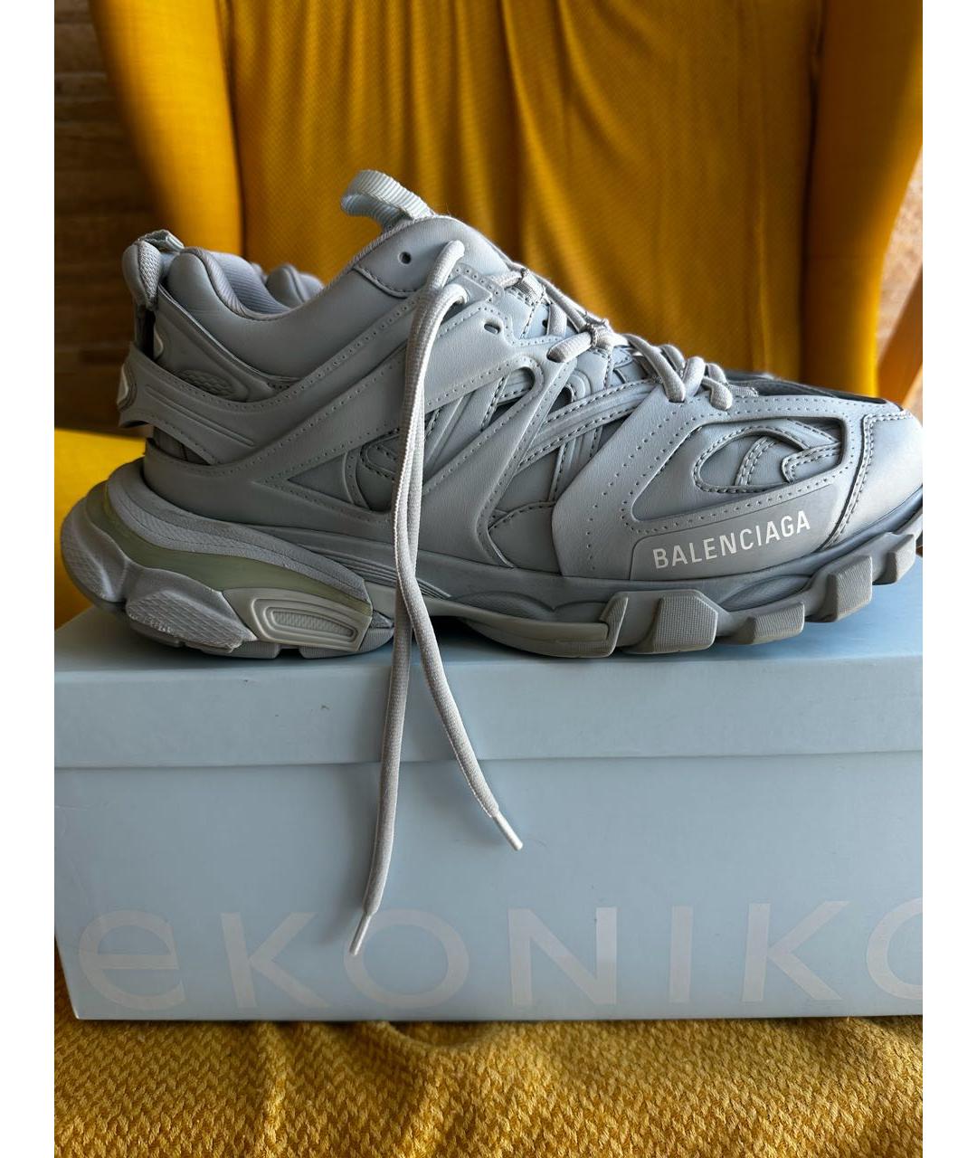 BALENCIAGA Голубые кожаные кроссовки, фото 5