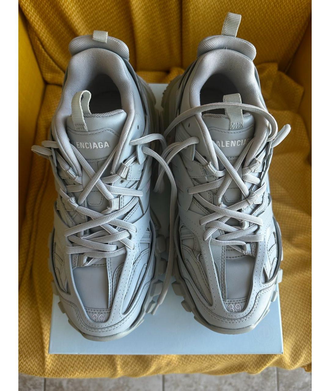 BALENCIAGA Голубые кожаные кроссовки, фото 2