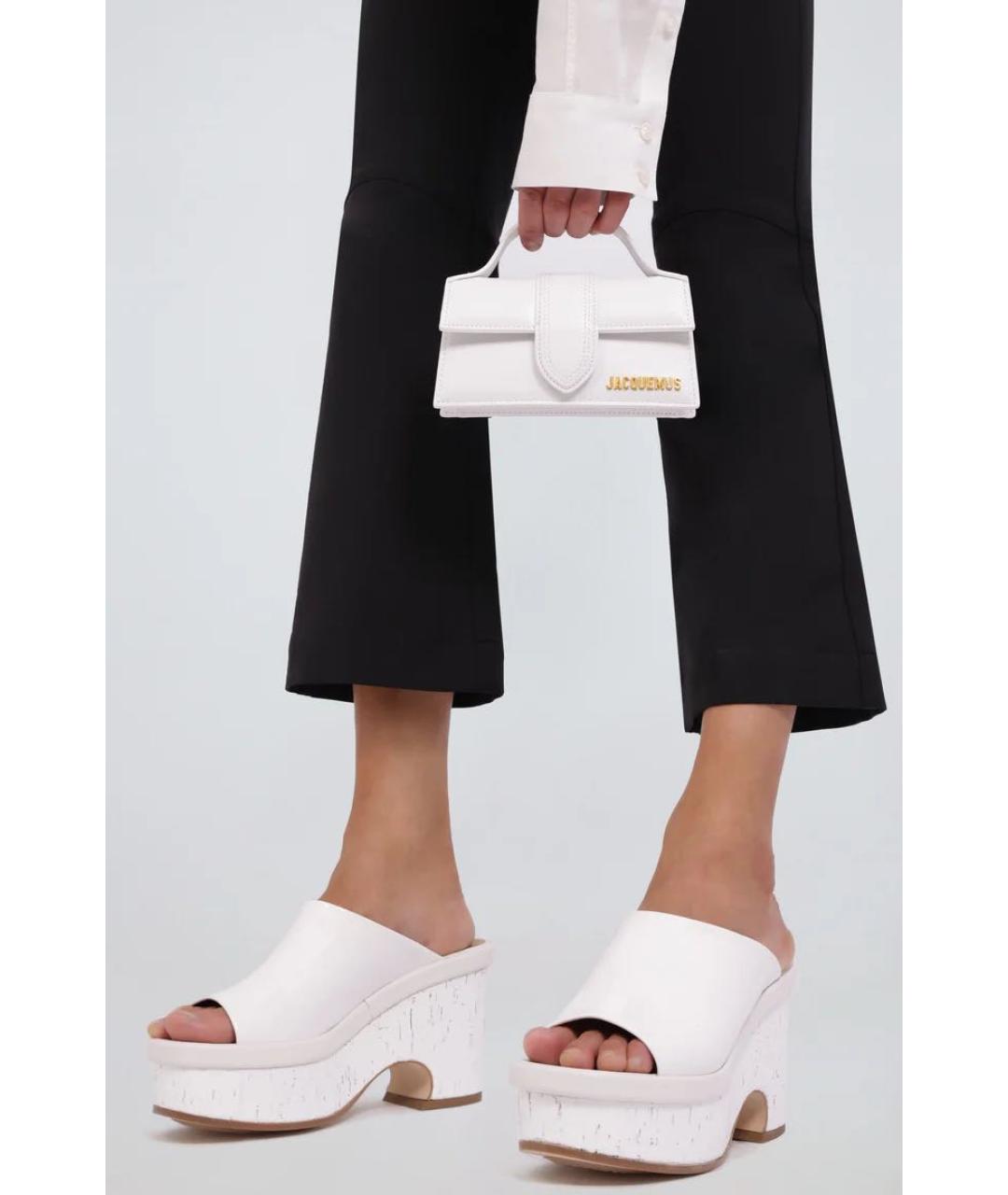JACQUEMUS Белая кожаная сумка с короткими ручками, фото 7