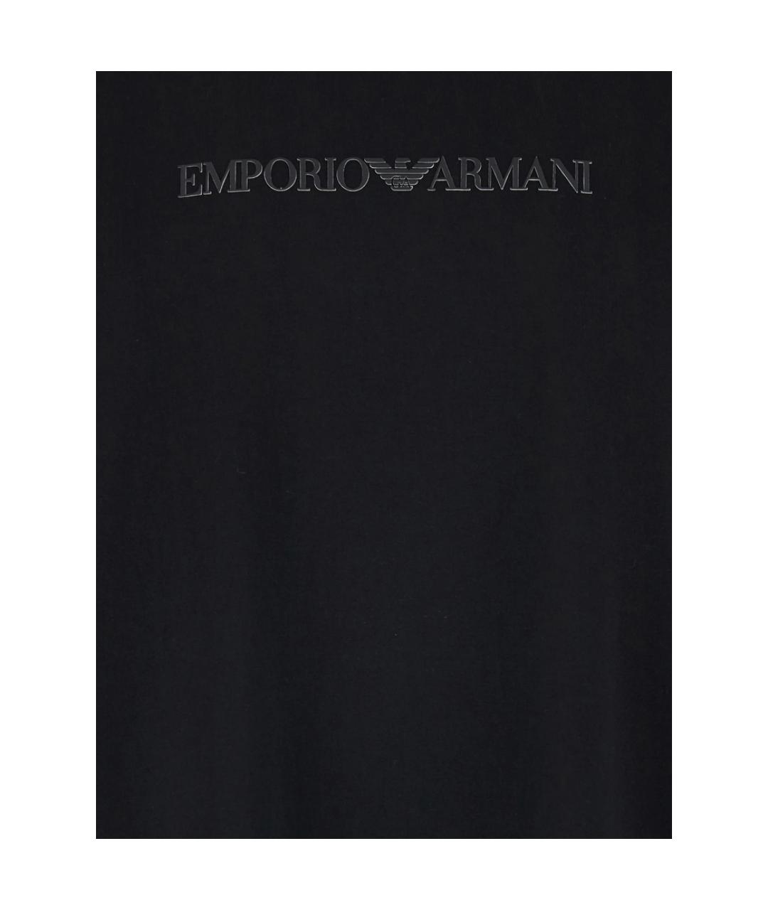 EMPORIO ARMANI Черная хлопковая футболка, фото 3