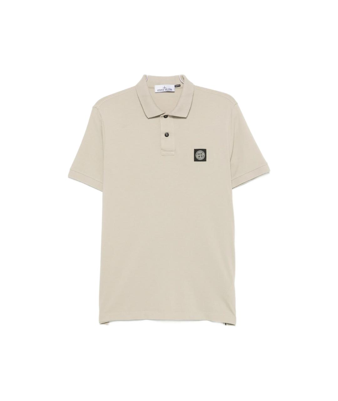 STONE ISLAND Бежевое хлопковое поло с коротким рукавом, фото 1