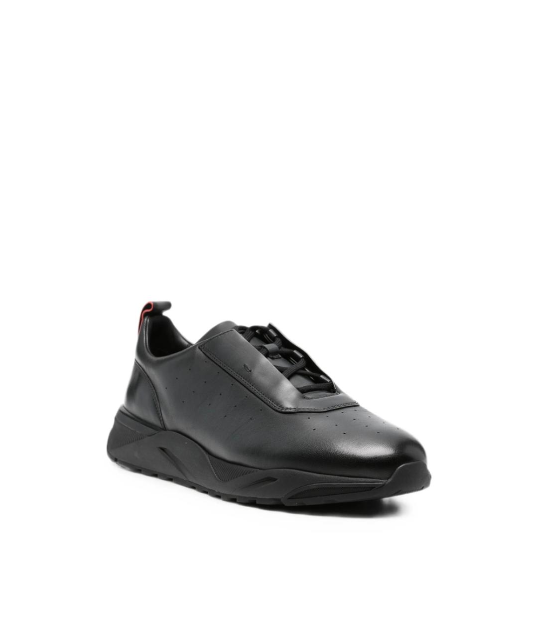 SANTONI Черные кожаные низкие кроссовки / кеды, фото 3