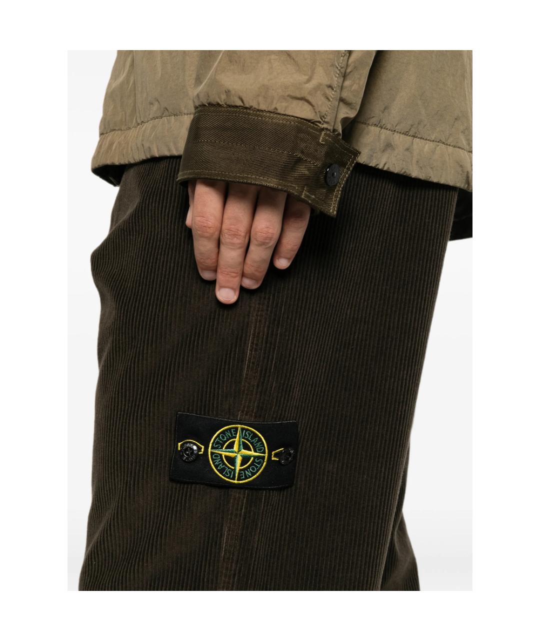 STONE ISLAND Коричневые хлопковые повседневные брюки, фото 3