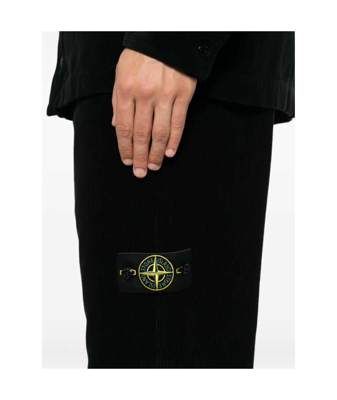 STONE ISLAND Черные хлопковые повседневные брюки, фото 5
