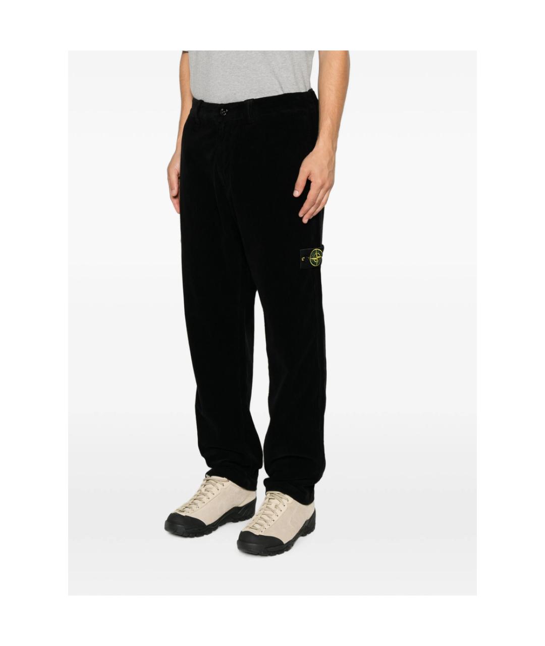 STONE ISLAND Черные хлопковые повседневные брюки, фото 4