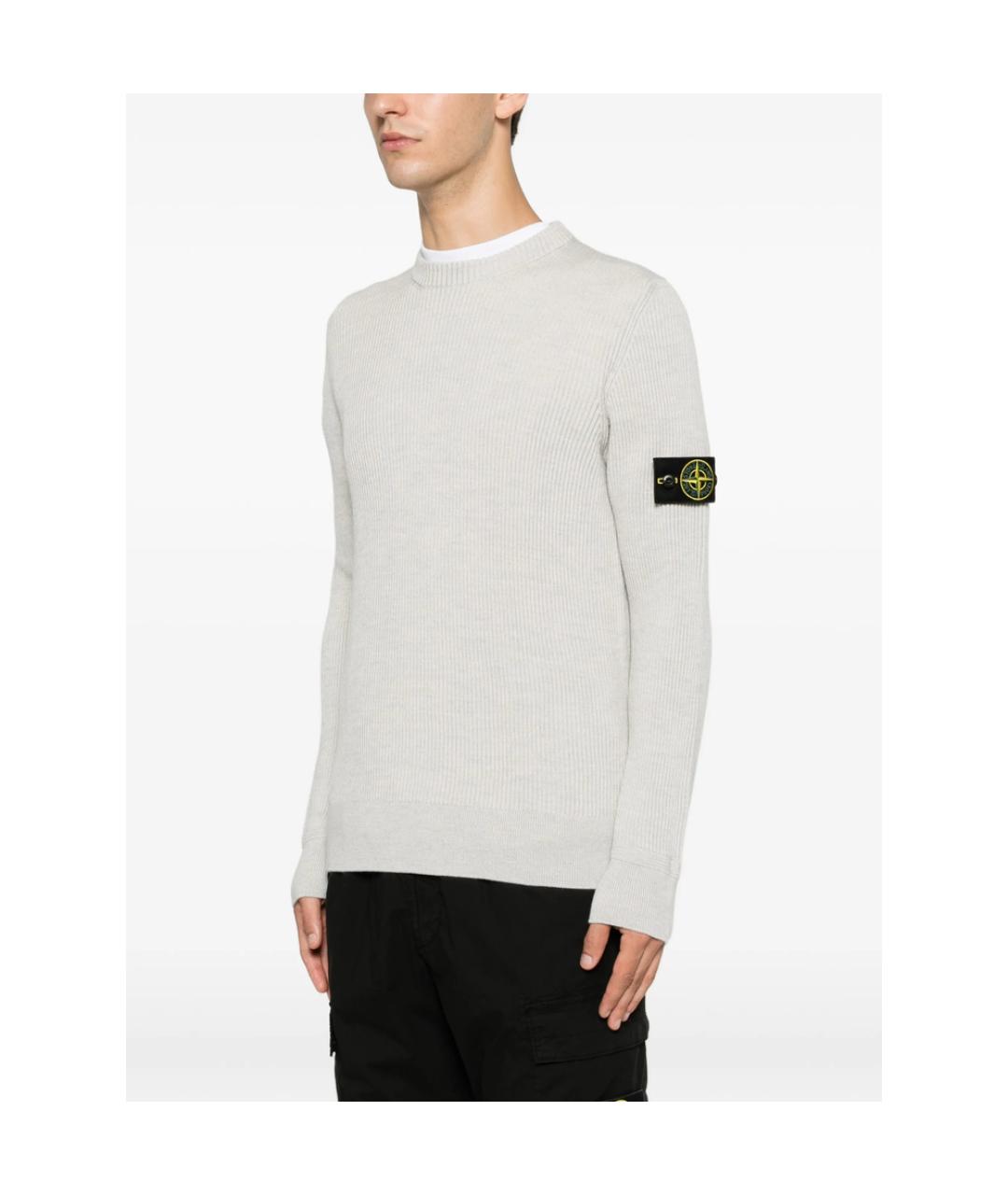 STONE ISLAND Серый шерстяной джемпер / свитер, фото 5