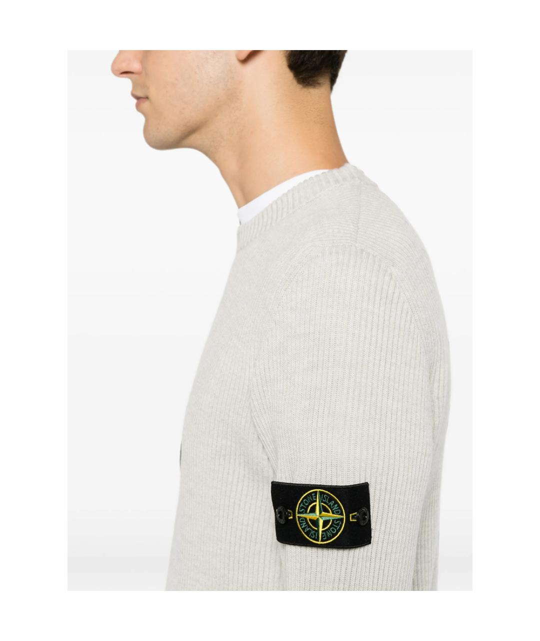 STONE ISLAND Серый шерстяной джемпер / свитер, фото 3