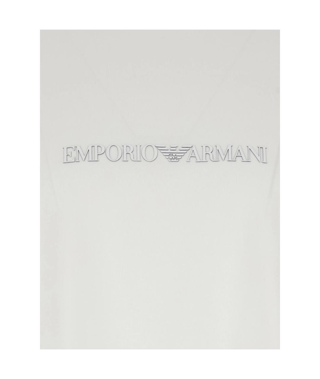 EMPORIO ARMANI Белая хлопковая футболка, фото 2