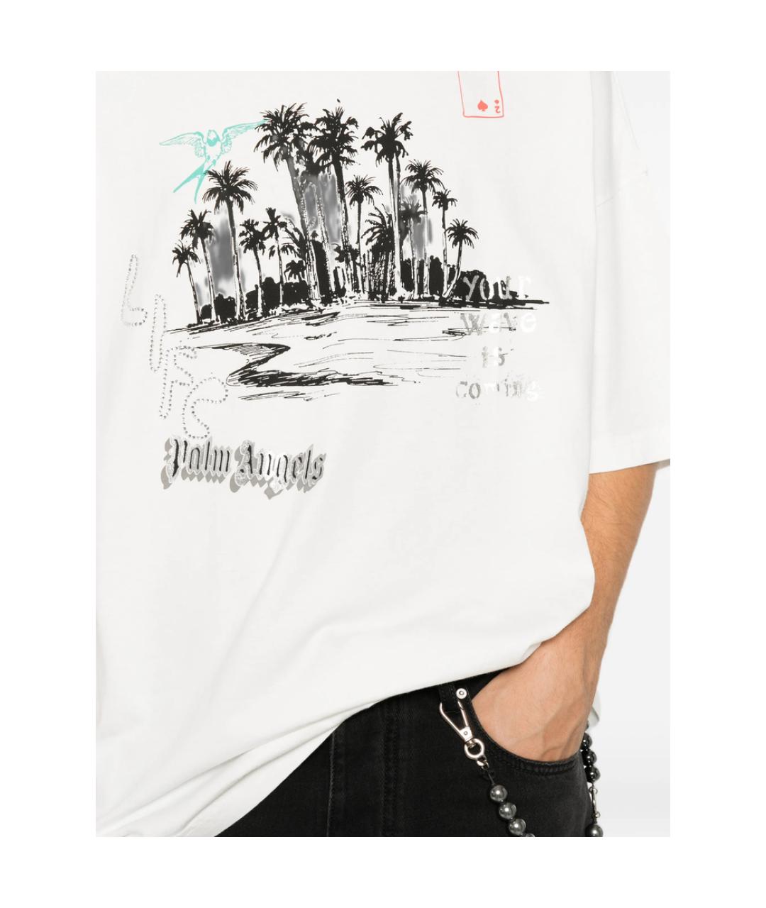 PALM ANGELS Белая хлопковая футболка, фото 3