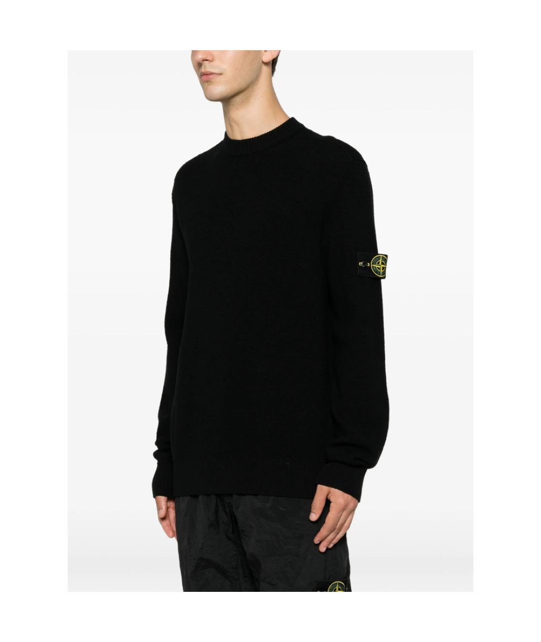 STONE ISLAND Черный шерстяной джемпер / свитер, фото 2