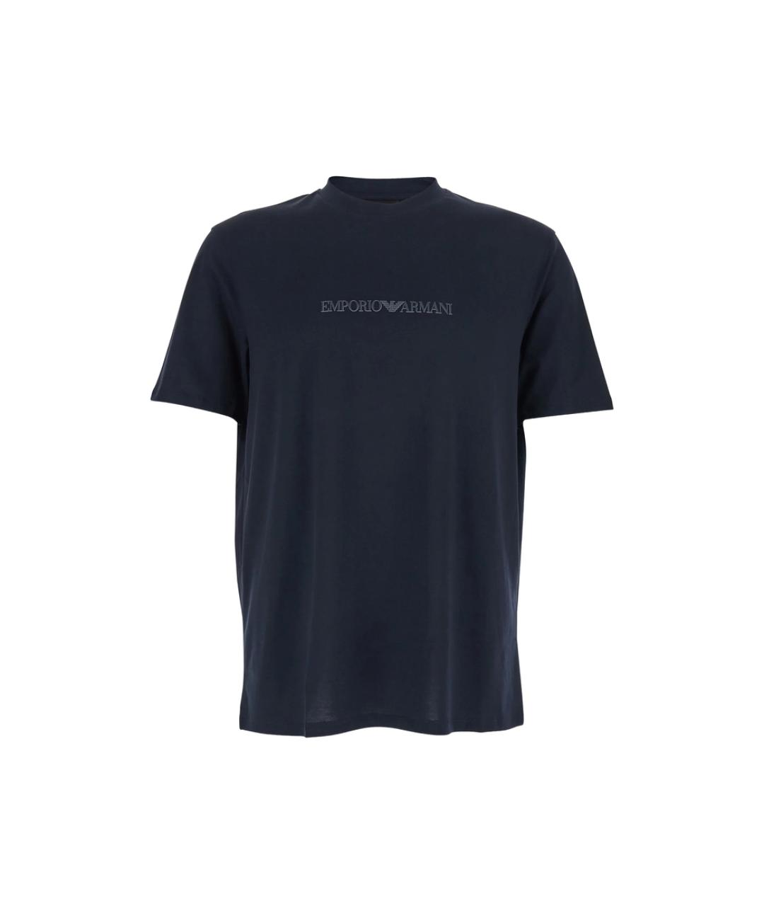 EMPORIO ARMANI Синяя хлопковая футболка, фото 1