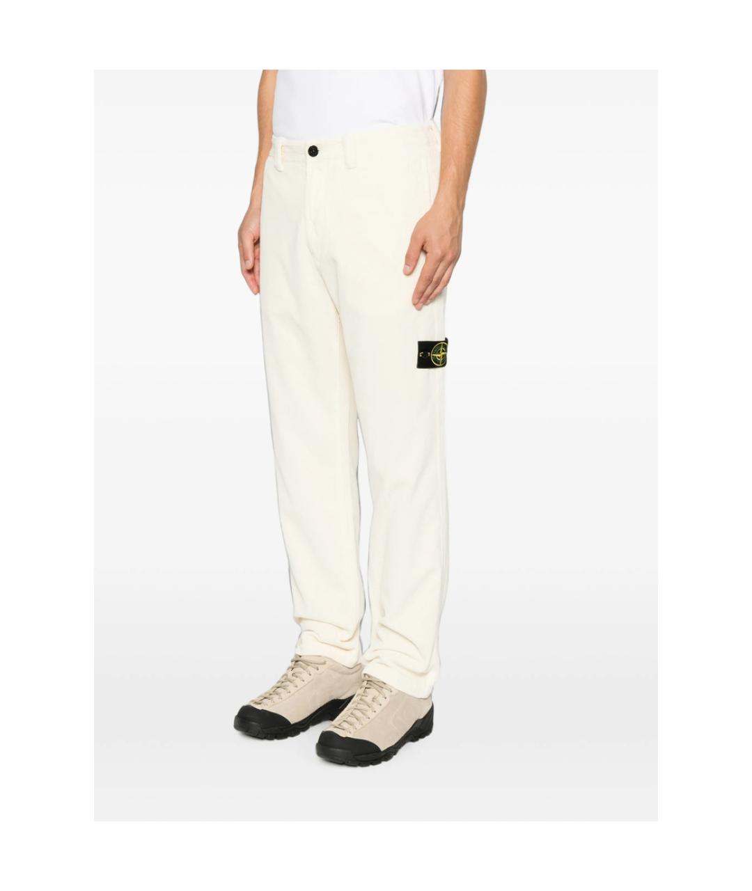 STONE ISLAND Бежевые хлопковые повседневные брюки, фото 4