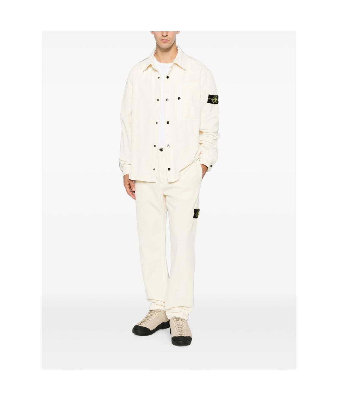 STONE ISLAND Бежевые хлопковые повседневные брюки, фото 2