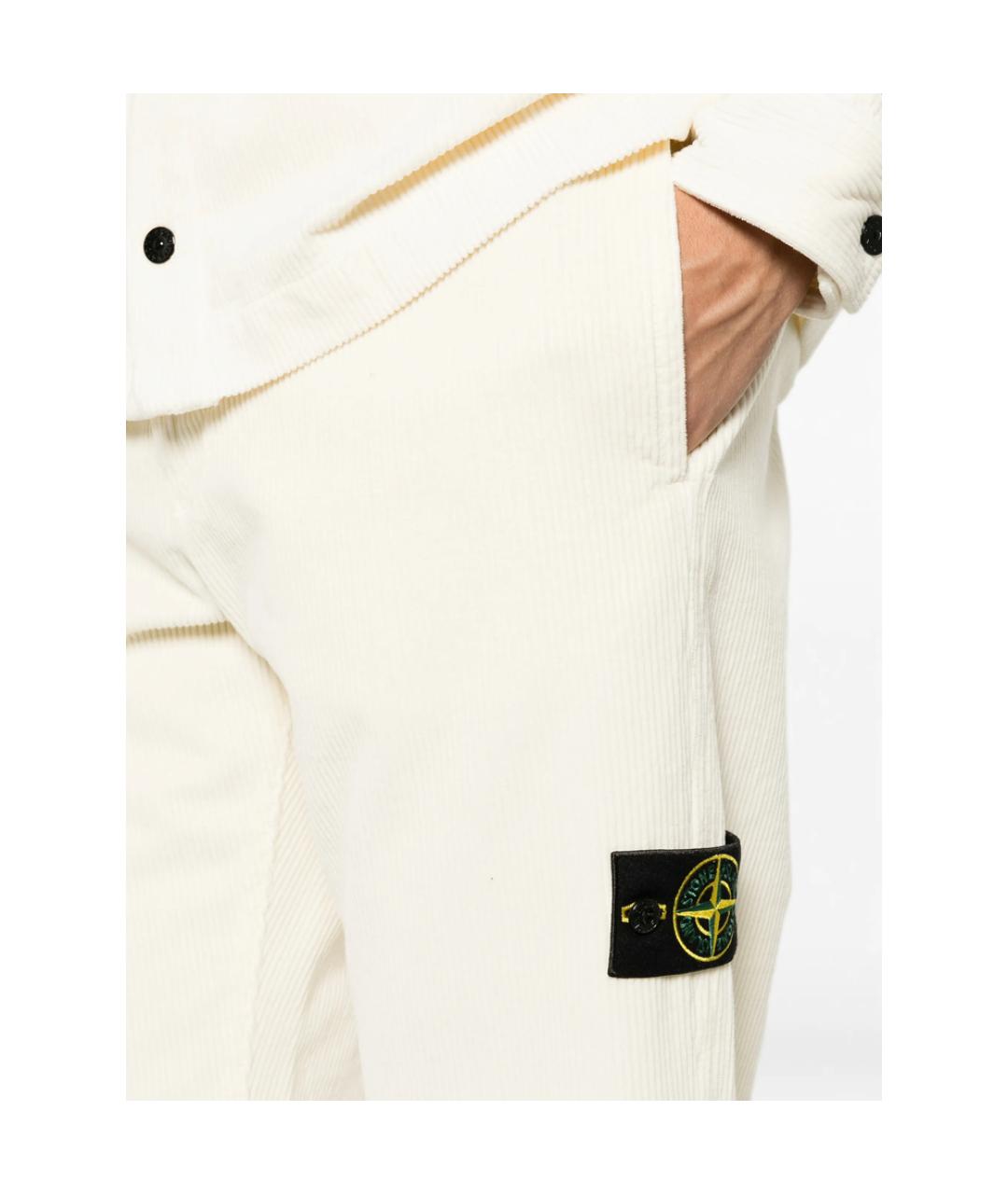 STONE ISLAND Бежевые хлопковые повседневные брюки, фото 5