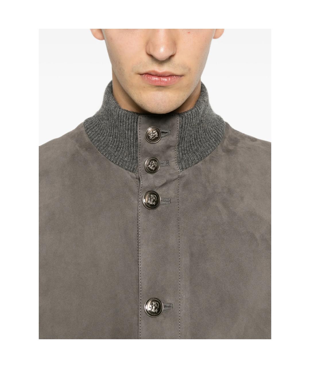 BRUNELLO CUCINELLI Серая замшевая куртка, фото 3