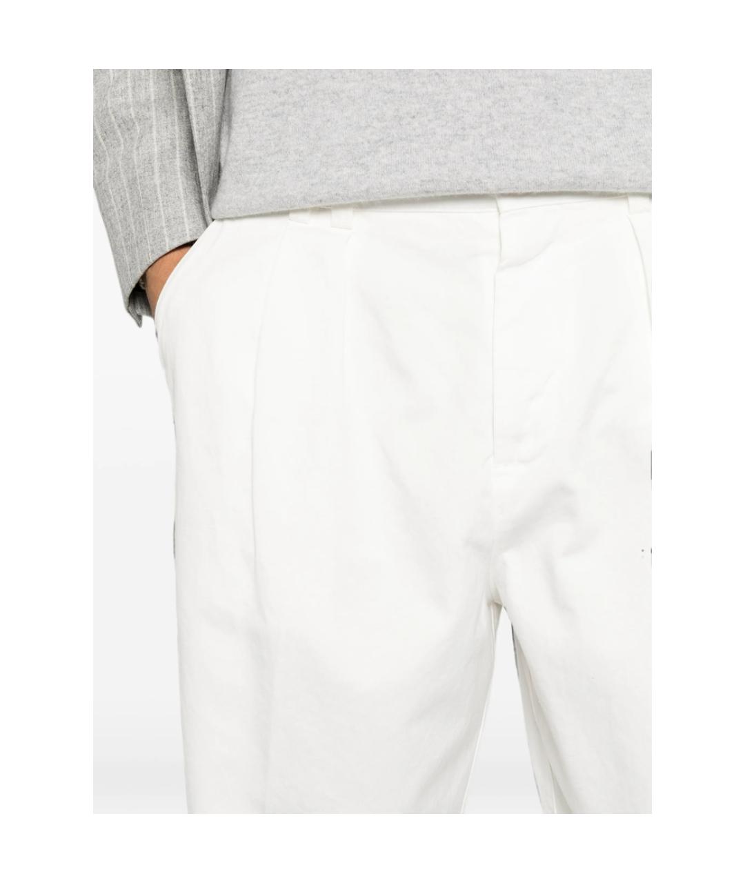 CANALI Белые хлопковые повседневные брюки, фото 4
