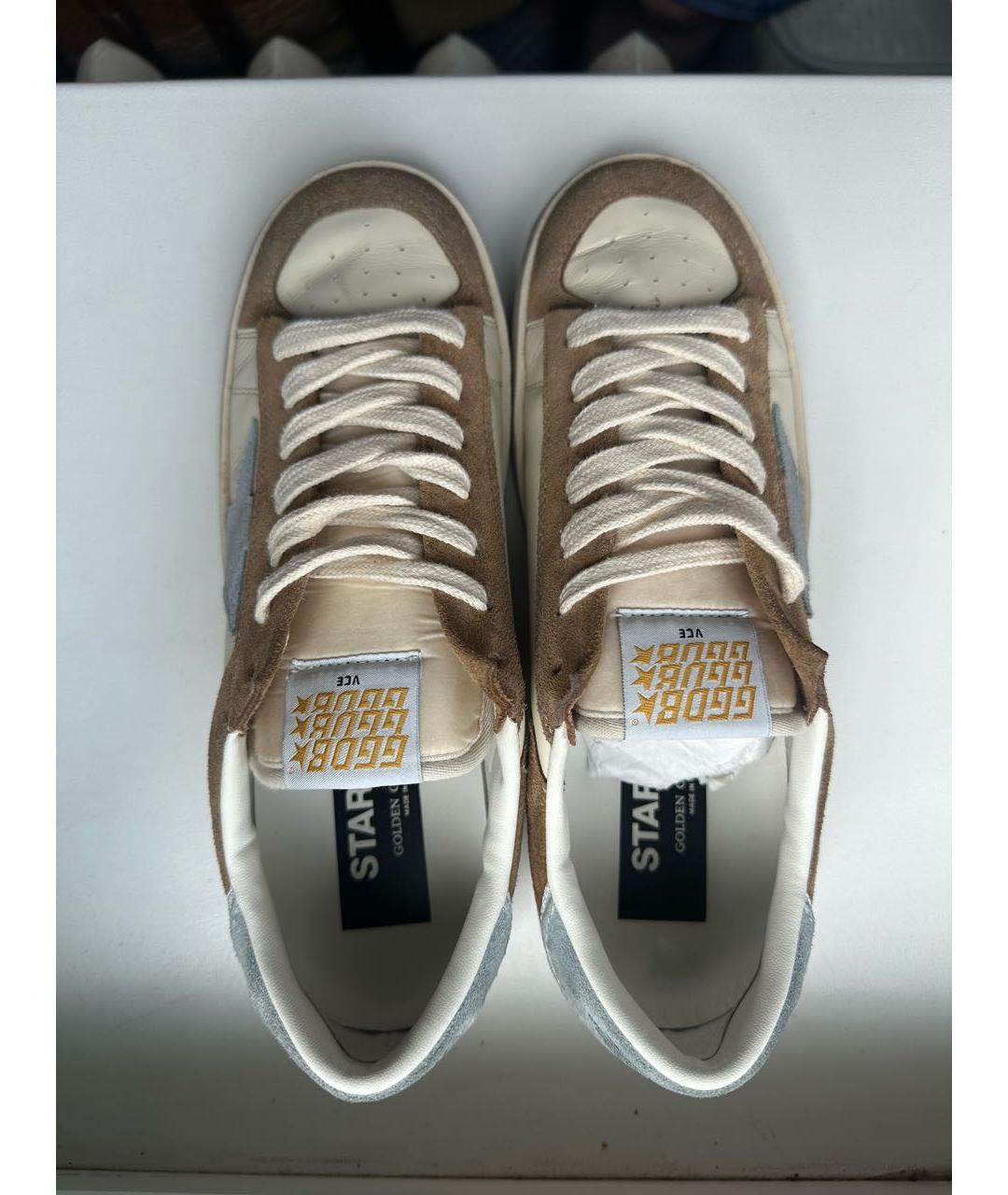 GOLDEN GOOSE Бежевые кожаные кеды, фото 3