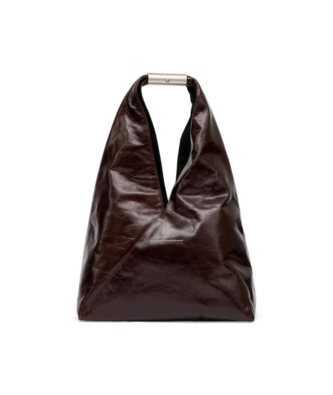 MM6 MAISON MARGIELA Коричневая кожаная сумка тоут, фото 2