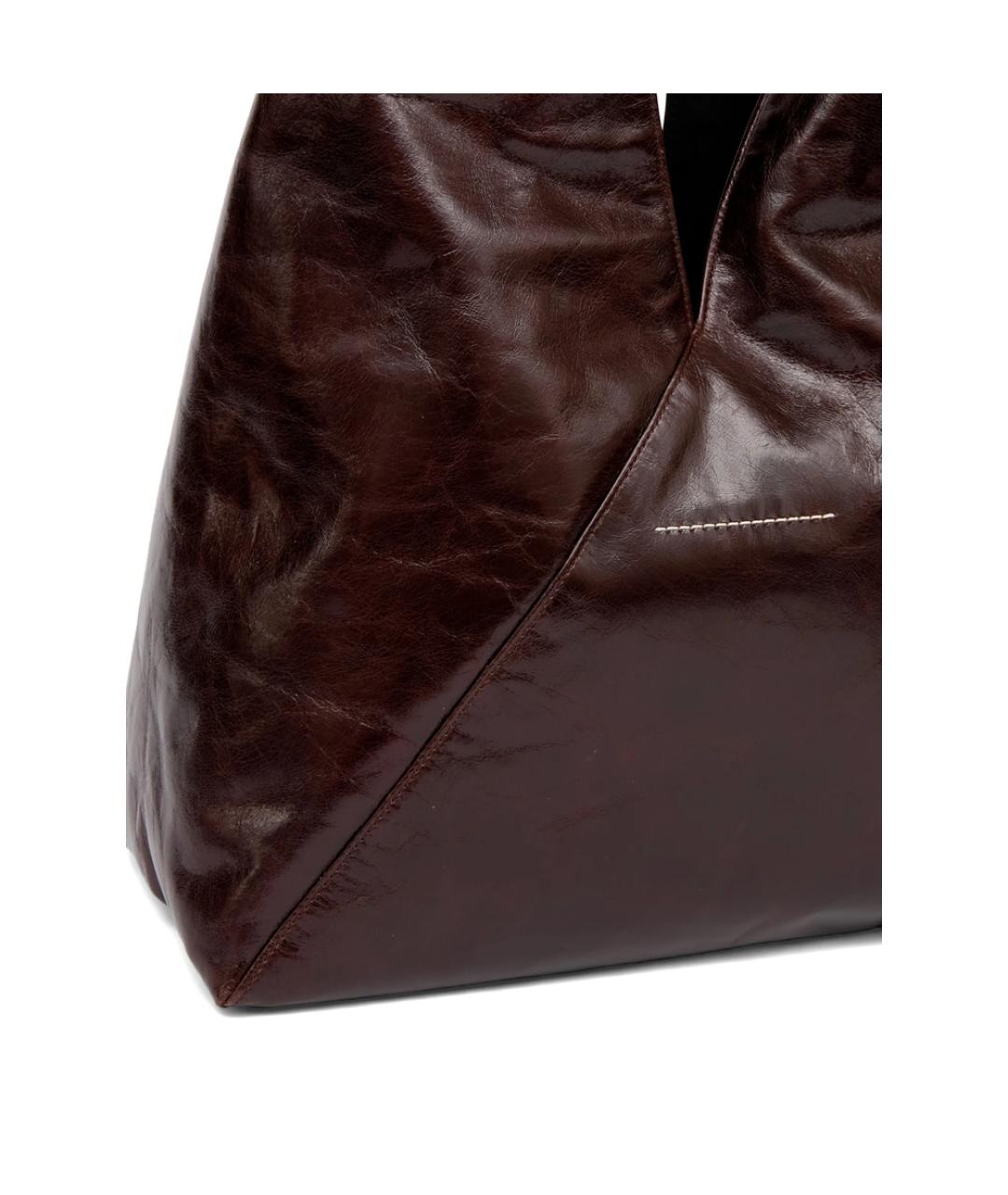 MM6 MAISON MARGIELA Коричневая кожаная сумка тоут, фото 4