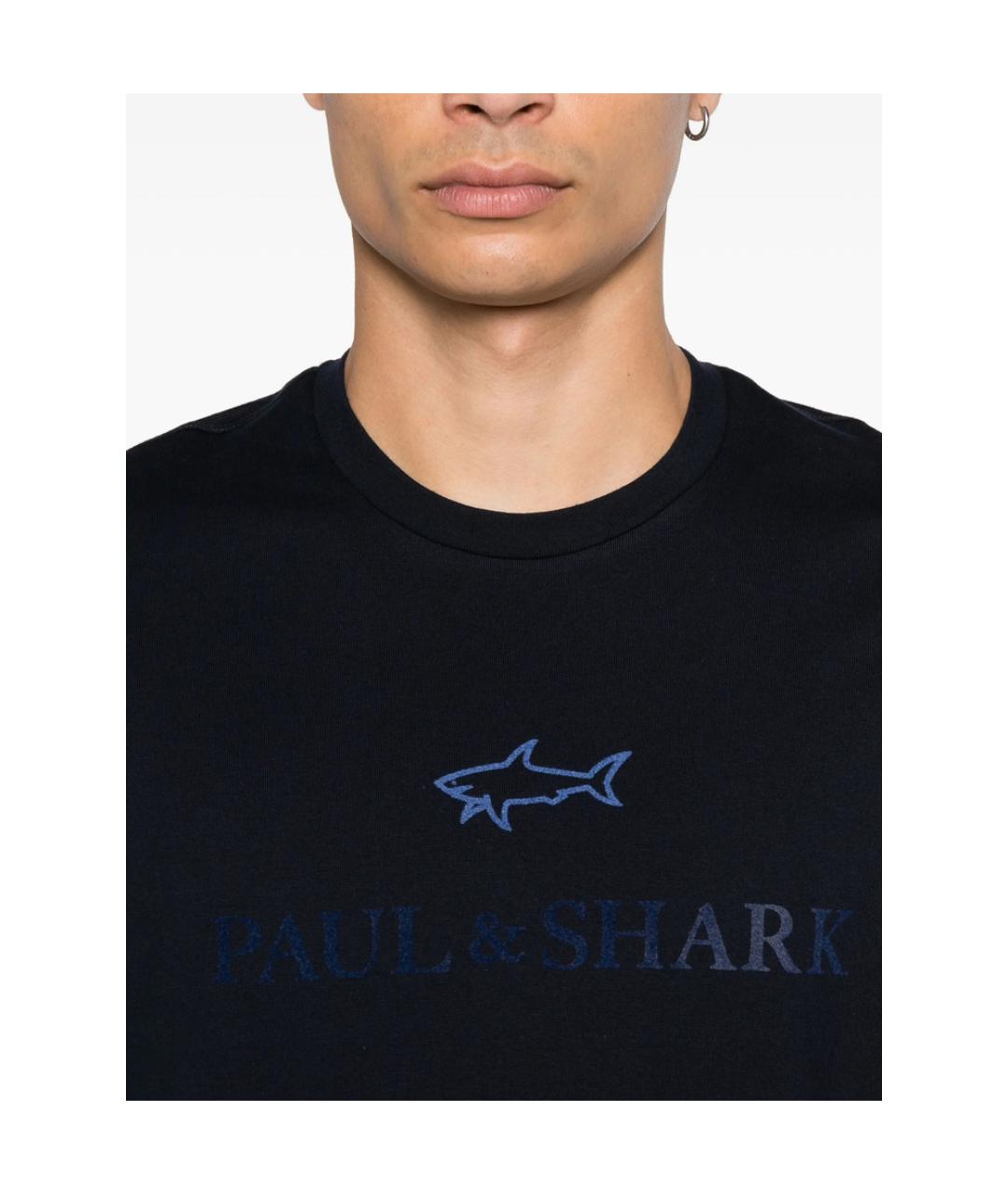 PAUL & SHARK Черная хлопковая футболка, фото 3