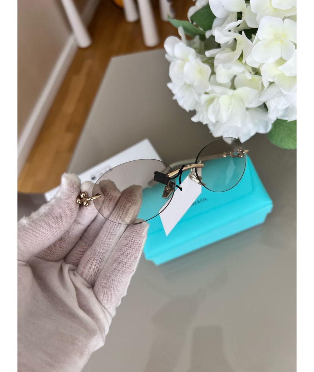 TIFFANY&CO Бежевые металлические солнцезащитные очки, фото 3